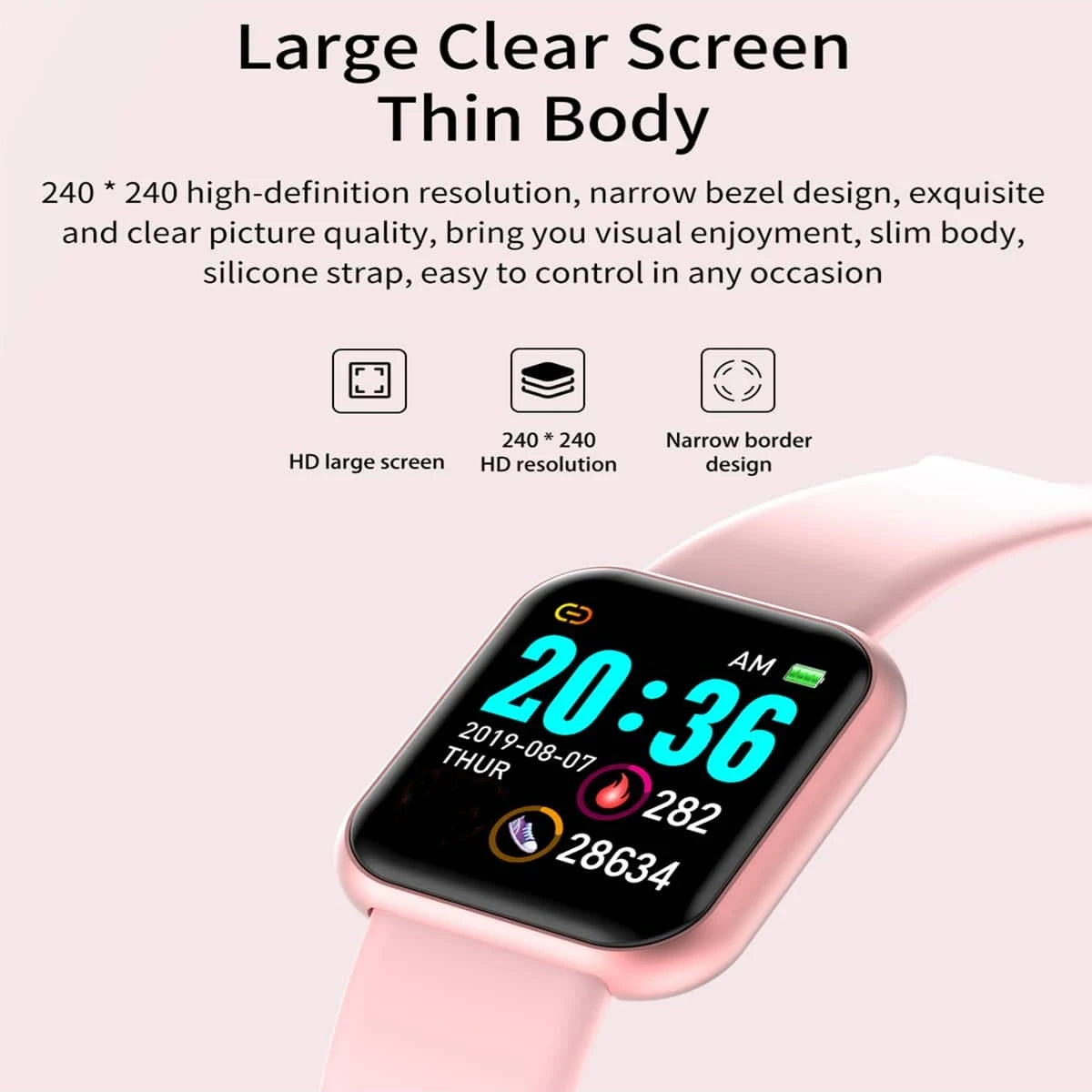 Montre Connectée / Bracelet Fitness Homme & Femme – Bluetooth, Musique, Suivi Sportif, Surveillance du Sommeil, Écran Tactile