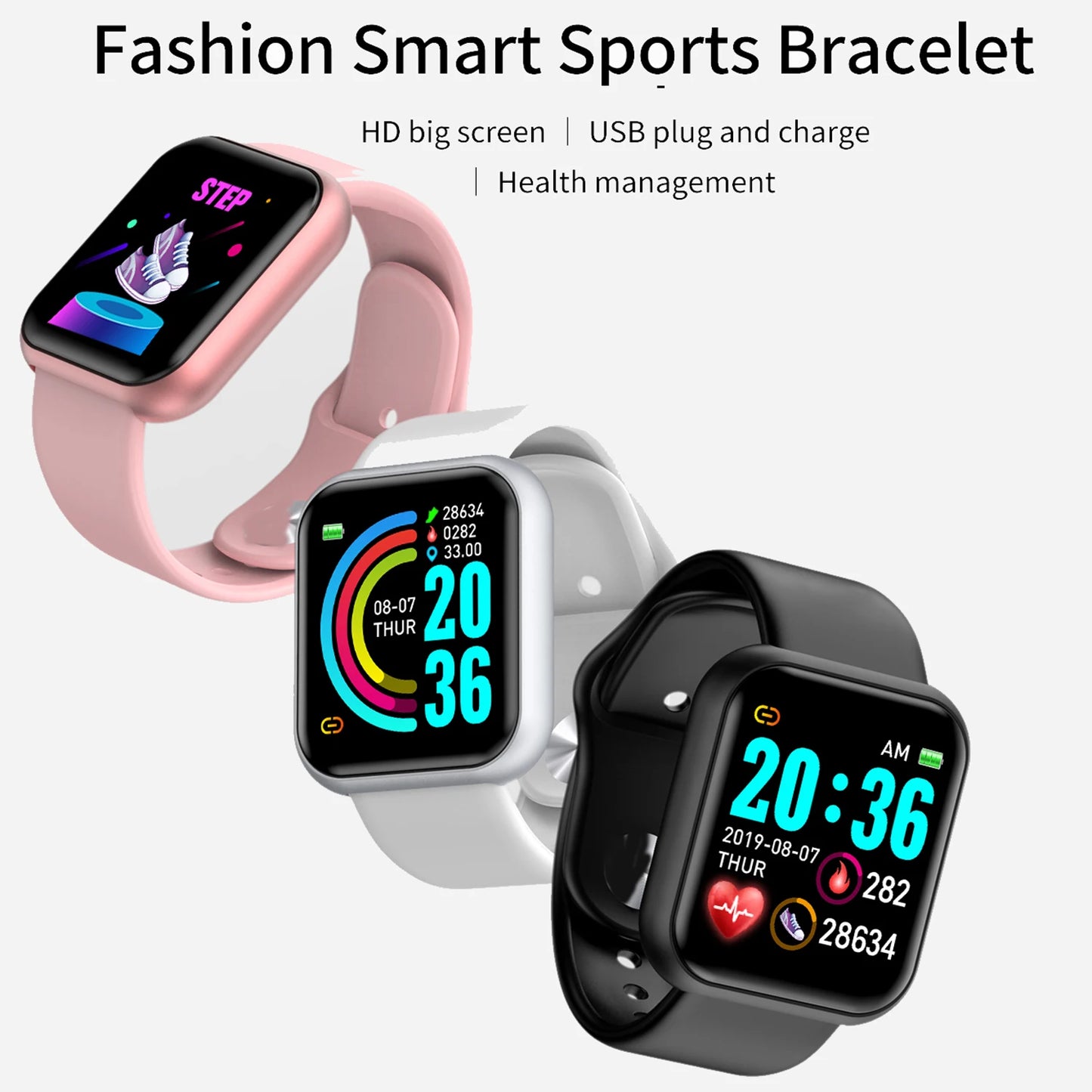 Montre Connectée / Bracelet Fitness Homme & Femme – Bluetooth, Musique, Suivi Sportif, Surveillance du Sommeil, Écran Tactile
