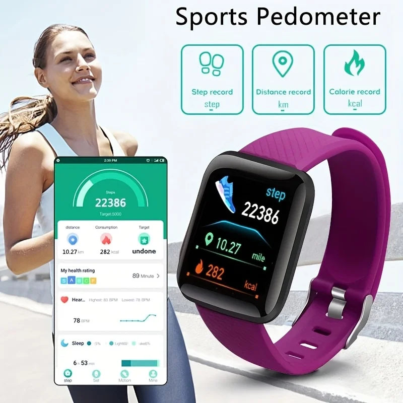 Montre Connectée / Bracelet Fitness Homme & Femme – Bluetooth, Musique, Suivi Sportif, Surveillance du Sommeil, Écran Tactile