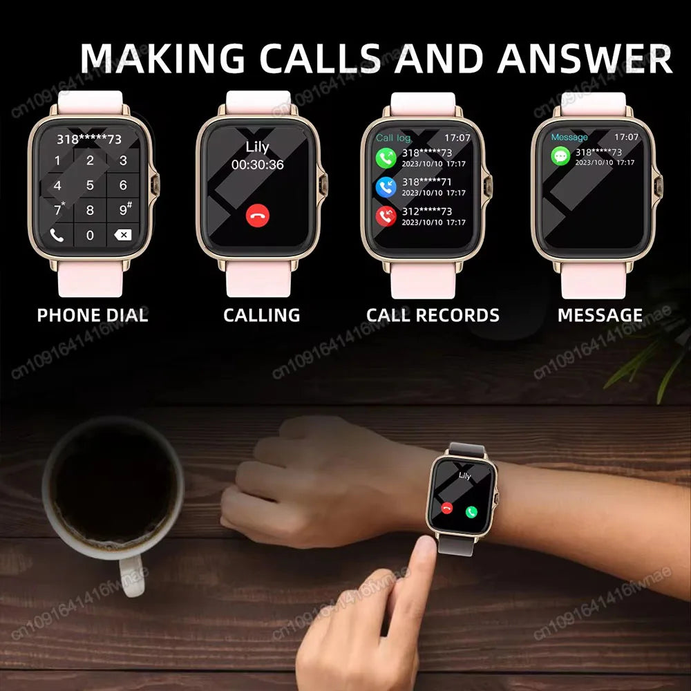 Montre connectée étanche de 1.83 pouces, avec réponse aux messages, appel, surveillance du sommeil, podomètre de sport, alertes d'information pour iPhone Android