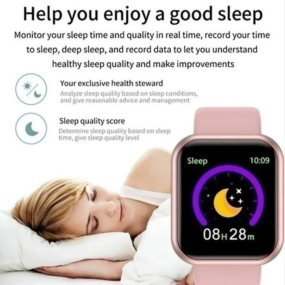 Montre Connectée / Bracelet Fitness Homme & Femme – Bluetooth, Musique, Suivi Sportif, Surveillance du Sommeil, Écran Tactile