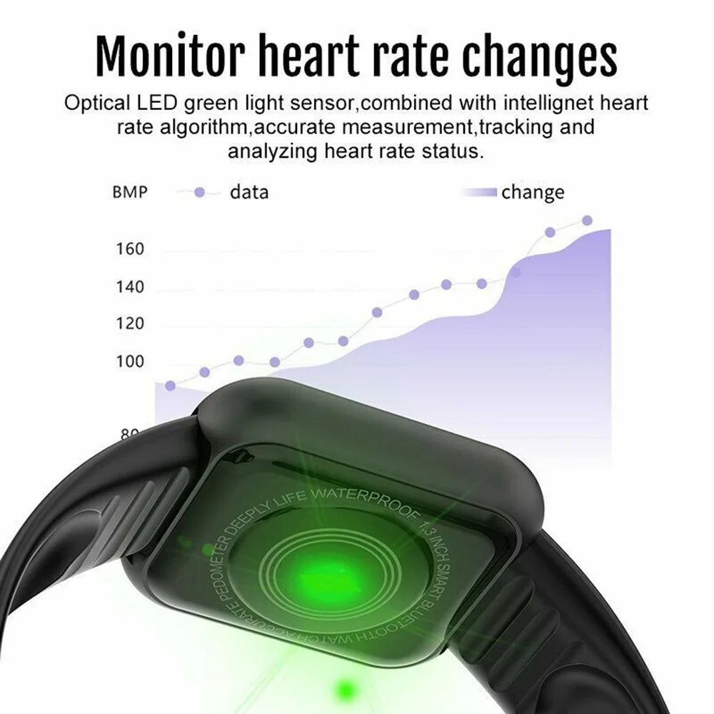 Montre Connectée / Bracelet Fitness Homme & Femme – Bluetooth, Musique, Suivi Sportif, Surveillance du Sommeil, Écran Tactile
